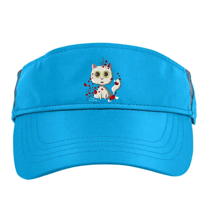 White Cat Red Hearts Funny Cat Mom Valentines Day Cat Lover Gift Adult Drive Performance Visor