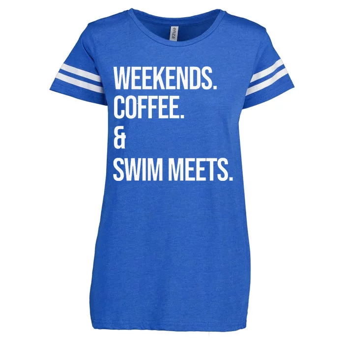 Weekends Coffee & Swim Meets Funny Swimming Club Enza Ladies Jersey Football T-Shirt