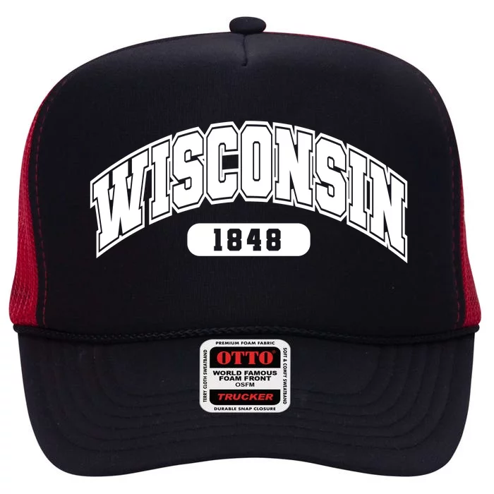 Wisconsin Collegiate Style 1848 High Crown Mesh Trucker Hat