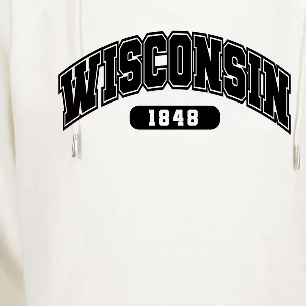 Wisconsin Collegiate Style 1848 Womens Funnel Neck Pullover Hood