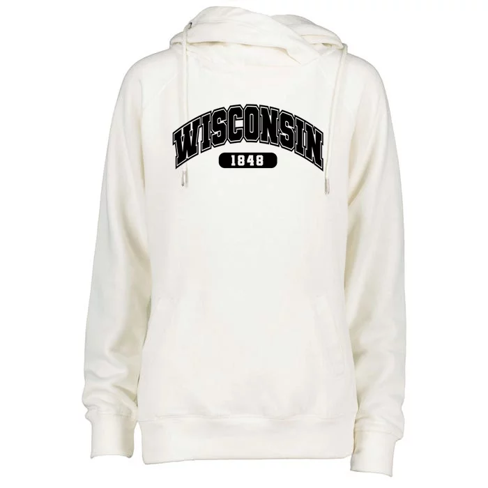 Wisconsin Collegiate Style 1848 Womens Funnel Neck Pullover Hood