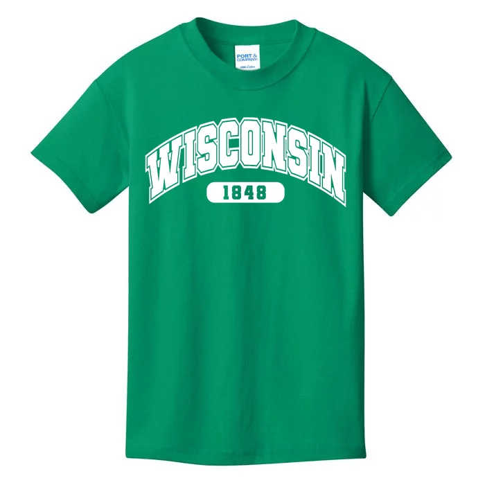 Wisconsin Collegiate Style 1848 Kids T-Shirt