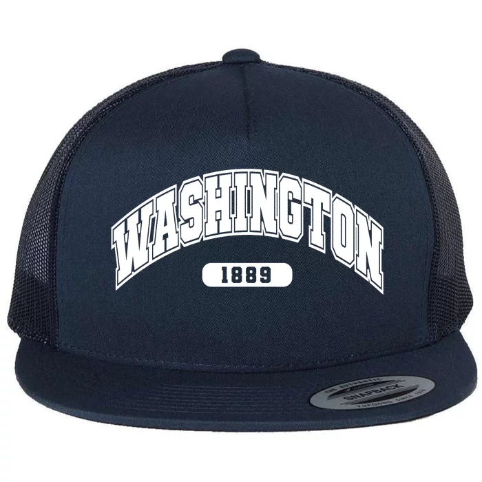 Washington Collegiate Style 1889 Flat Bill Trucker Hat