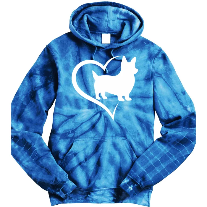 Welsh Corgi Silhouette Heart Love Dog Cute Gift Tie Dye Hoodie