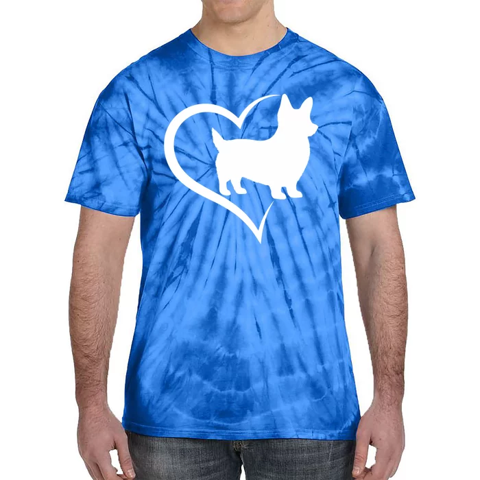 Welsh Corgi Silhouette Heart Love Dog Cute Gift Tie-Dye T-Shirt