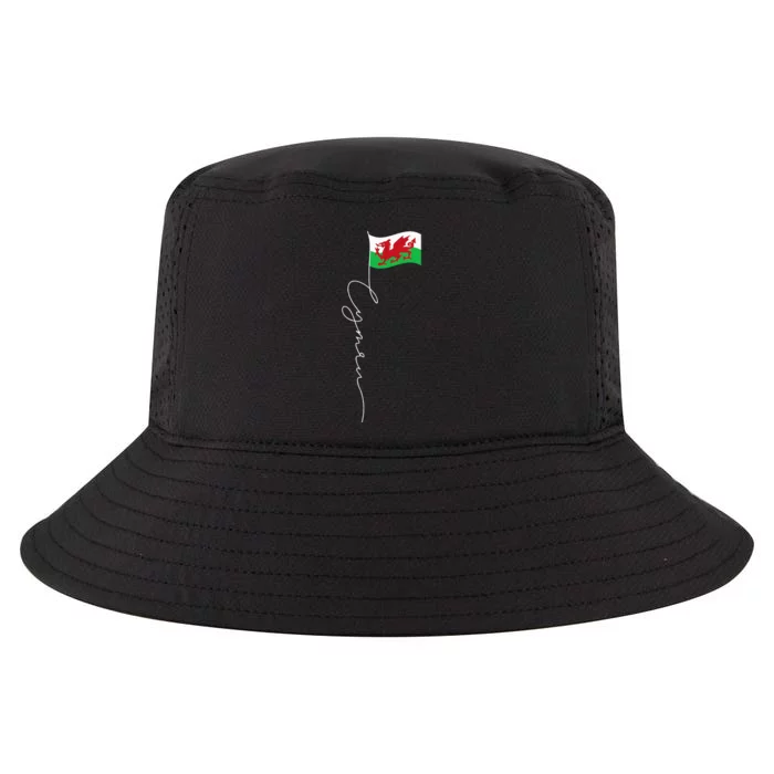 Wales Cymru Signature Flag Pole Patriotic Welsh Flag Cool Comfort Performance Bucket Hat