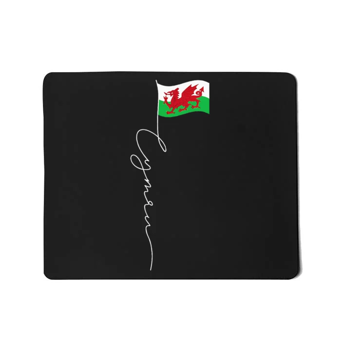 Wales Cymru Signature Flag Pole Patriotic Welsh Flag Mousepad