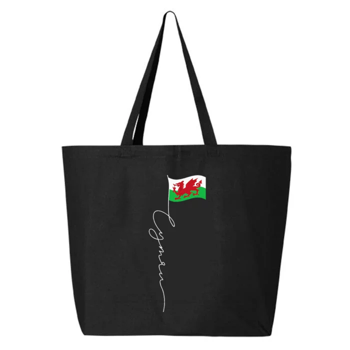 Wales Cymru Signature Flag Pole Patriotic Welsh Flag 25L Jumbo Tote