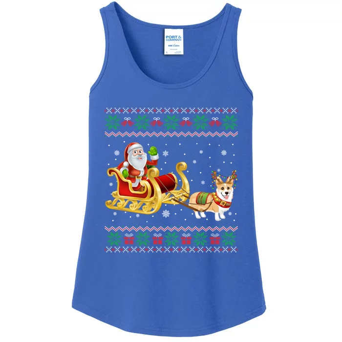 Welsh Corgi Santa Xmas Light Funny Dog Christmas Pajama Cute Gift Ladies Essential Tank