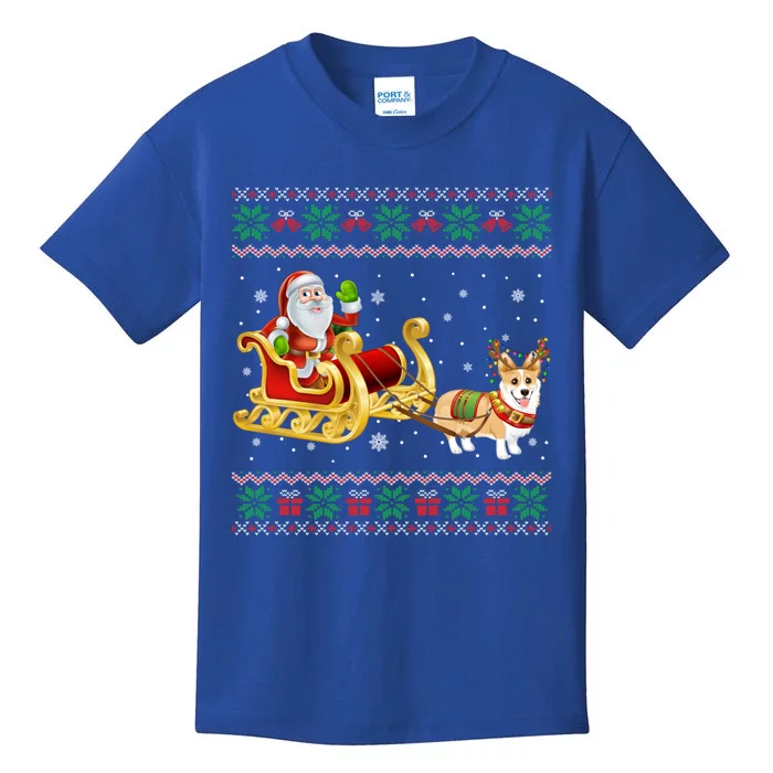 Welsh Corgi Santa Xmas Light Funny Dog Christmas Pajama Cute Gift Kids T-Shirt