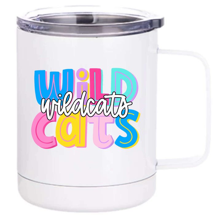 Wildcats Colorful School Spirit Front & Back 12oz Stainless Steel Tumbler Cup