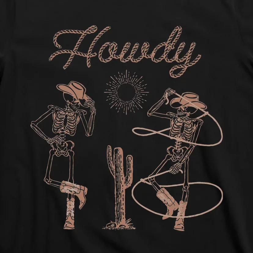 Western Cowboy Skeleton Dancing Howdy Hallowee T-Shirt