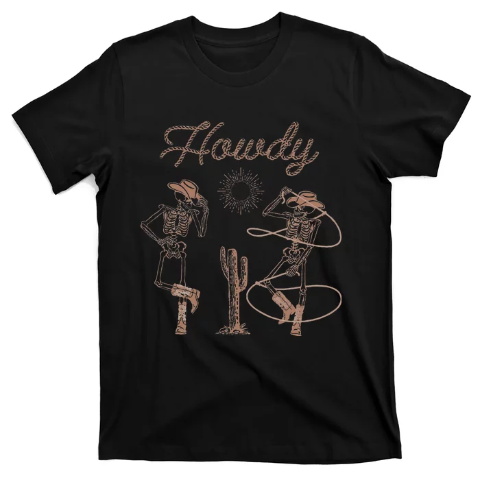 Western Cowboy Skeleton Dancing Howdy Hallowee T-Shirt