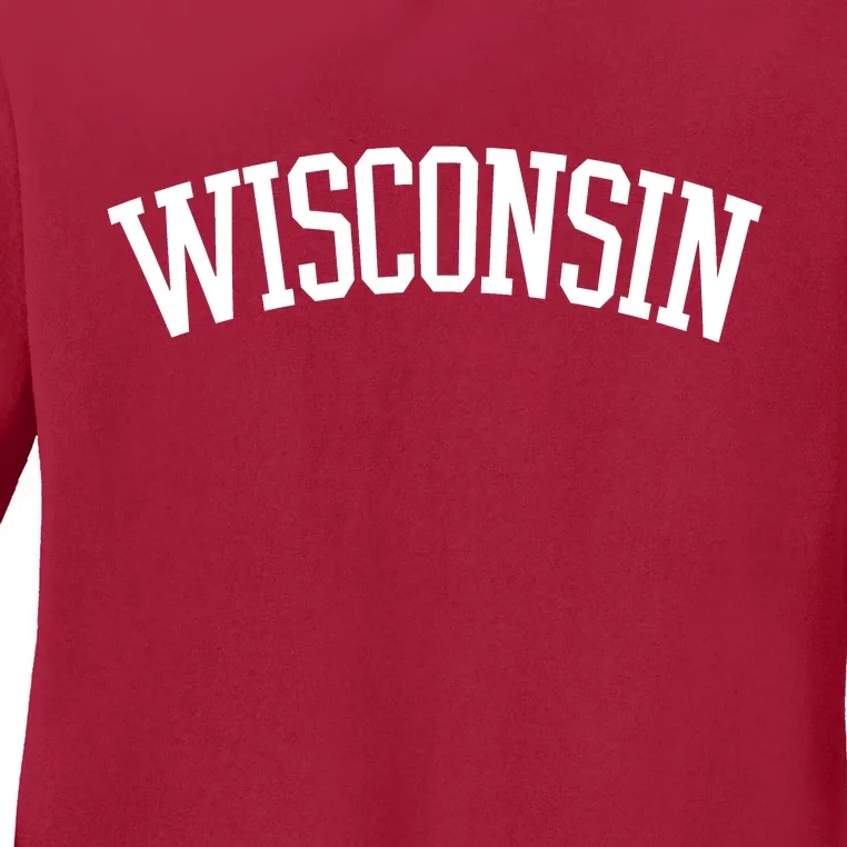 Wisconsin College Sports Fan Logo Ladies Long Sleeve Shirt