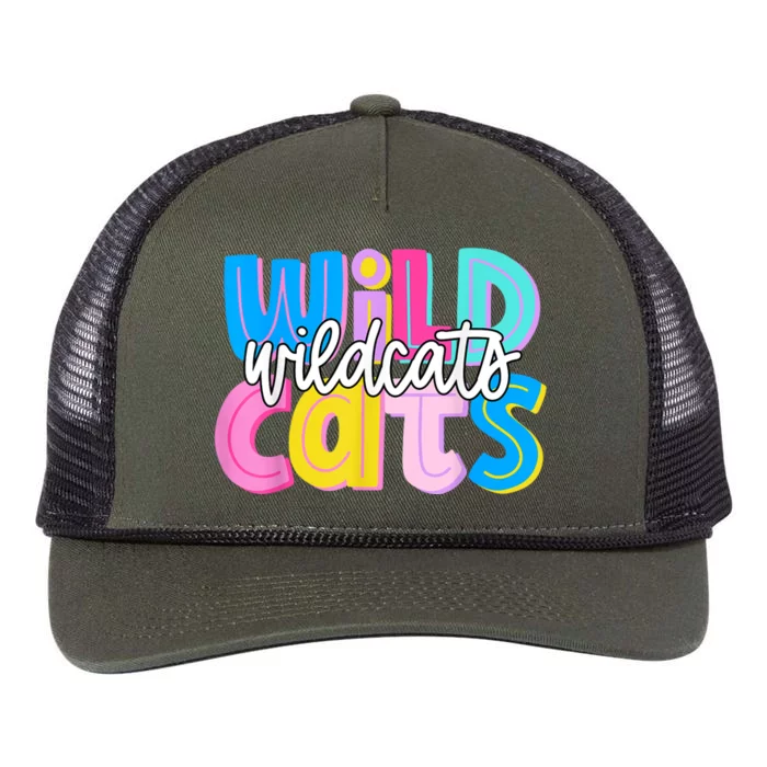 Wildcats Colorful School Spirit Retro Rope Trucker Hat Cap