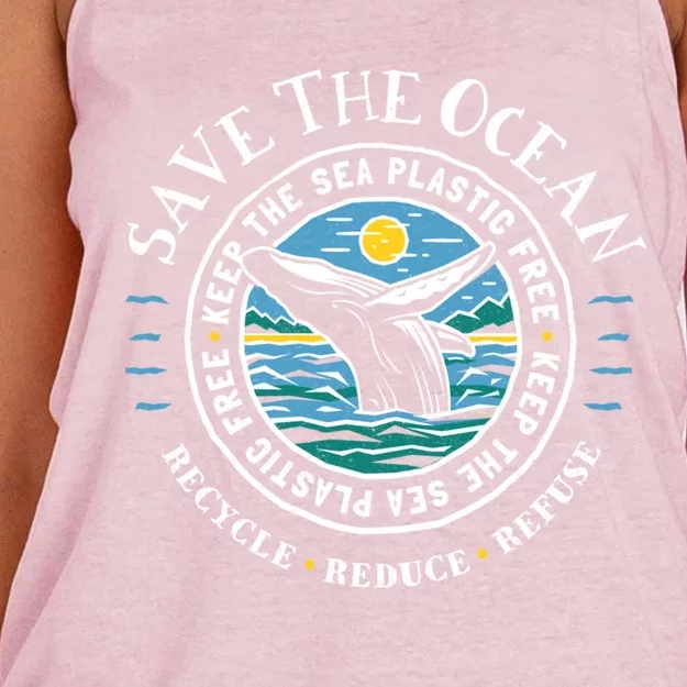 Whale Conservation Save The Ocean Gift Women's Knotted Racerback Tank