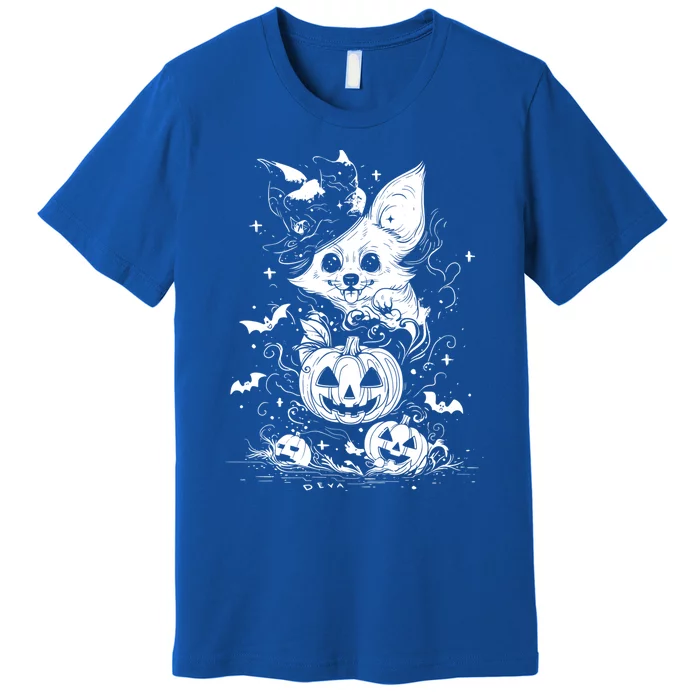 Welsh Corgi Spooky For Moonlight Halloween Cute Gift Premium T-Shirt