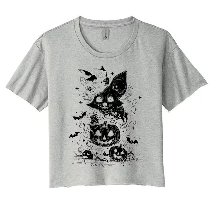 Welsh Corgi Spooky For Moonlight Halloween Cute Gift Women's Crop Top Tee