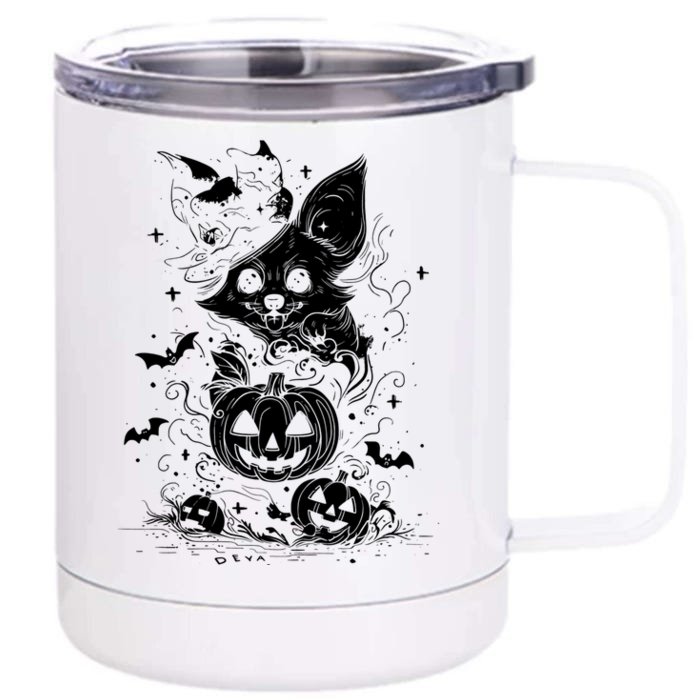 Welsh Corgi Spooky For Moonlight Halloween Cute Gift Front & Back 12oz Stainless Steel Tumbler Cup