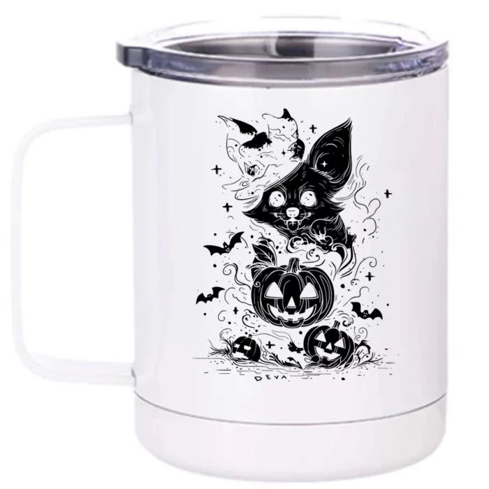 Welsh Corgi Spooky For Moonlight Halloween Cute Gift Front & Back 12oz Stainless Steel Tumbler Cup