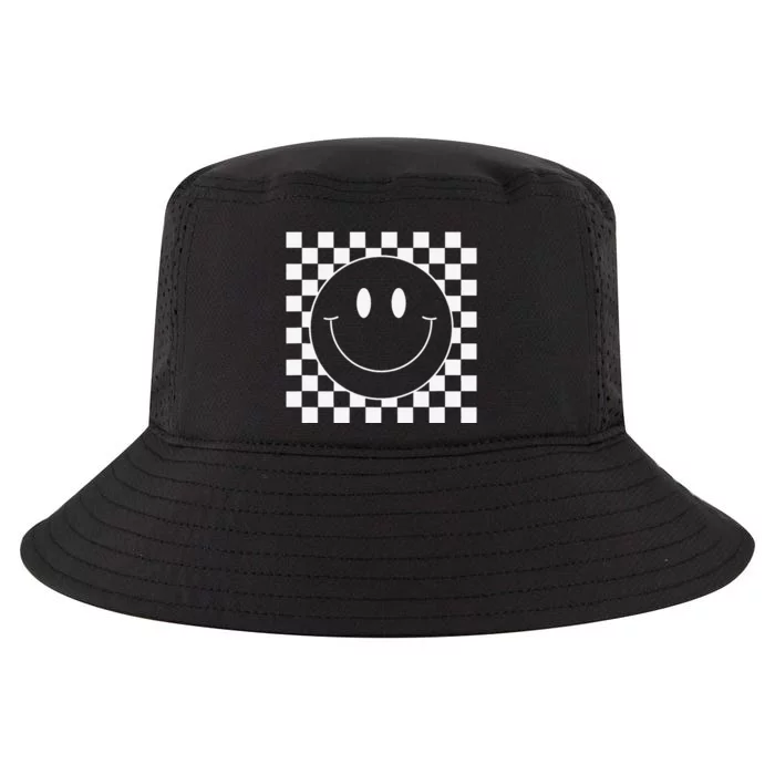 White Checkered Smile Face Cute Smiling Face Fun Cool Comfort Performance Bucket Hat