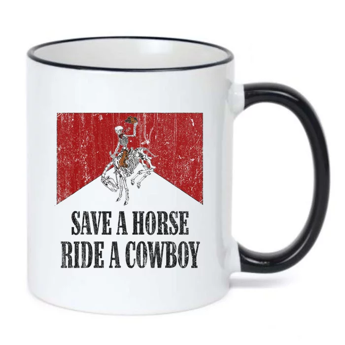 Western Cowboy Skeleton Ride into the Country Black Color Changing Mug