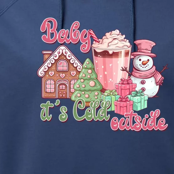 Western Christmas Santa Pink Christmas ItS Cold Outside Gift Performance Fleece Hoodie