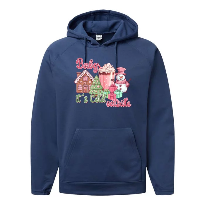 Western Christmas Santa Pink Christmas ItS Cold Outside Gift Performance Fleece Hoodie