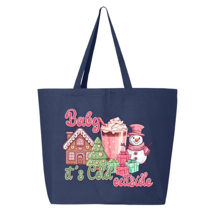 Western Christmas Santa Pink Christmas ItS Cold Outside Gift 25L Jumbo Tote