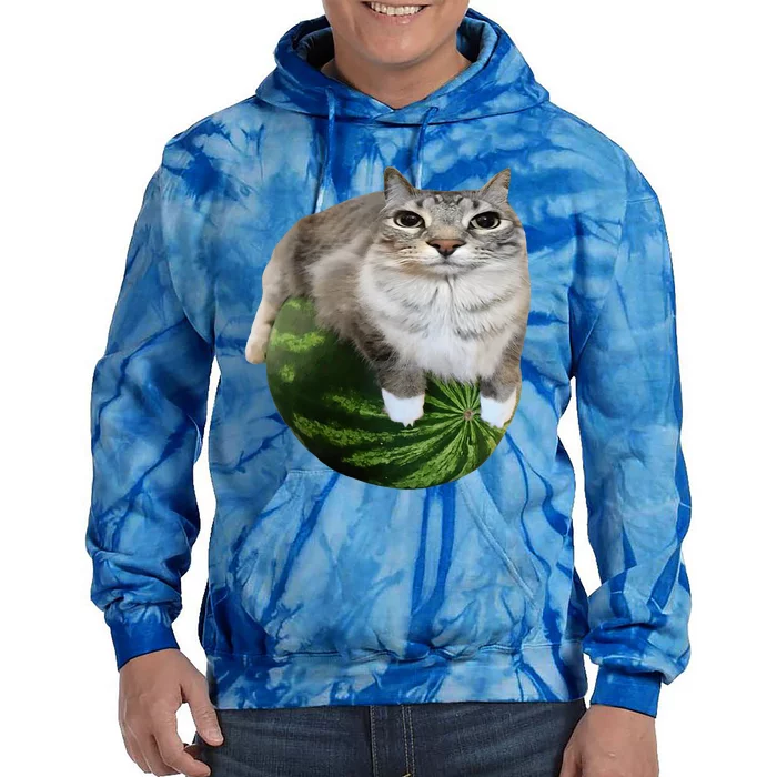 Watermelon Cat Silly Cat Meme Tie Dye Hoodie