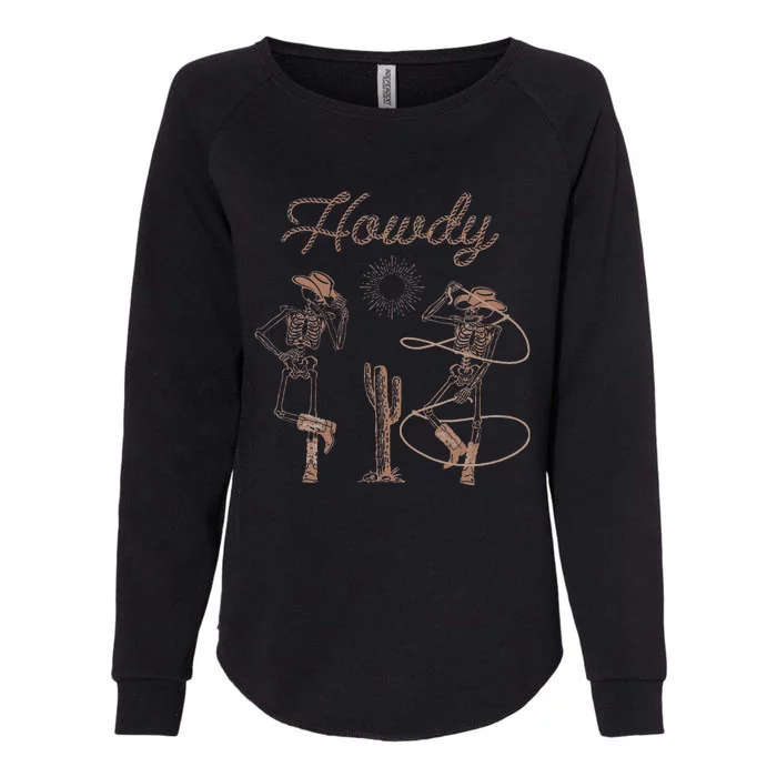 Western Cowboy Skeleton Dancing Howdy Halloween Womens California Wash Sweatshirt