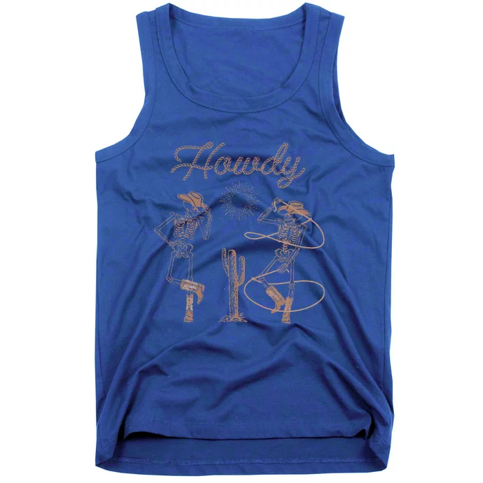 Western Cowboy Skeleton Dancing Howdy Halloween Tank Top