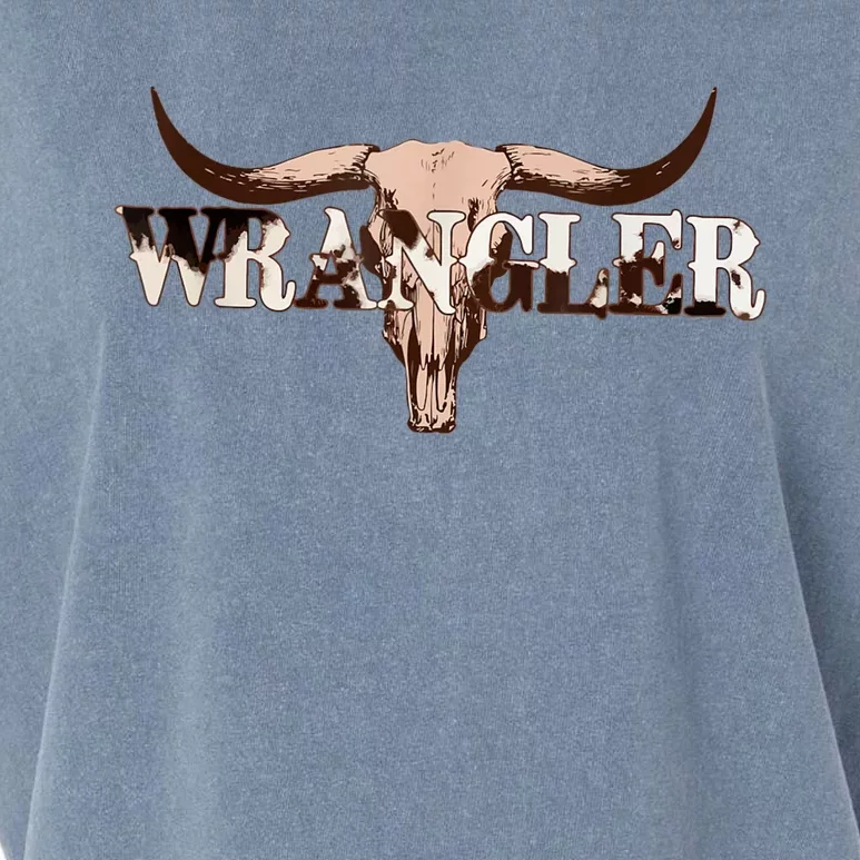 Wrangler Cowhide Shirt, Cow Skull Shirt, Cow Print Wrangler Garment-Dyed Women's Muscle Tee