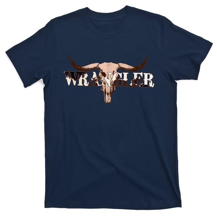 Wrangler Cowhide Shirt, Cow Skull Shirt, Cow Print Wrangler T-Shirt