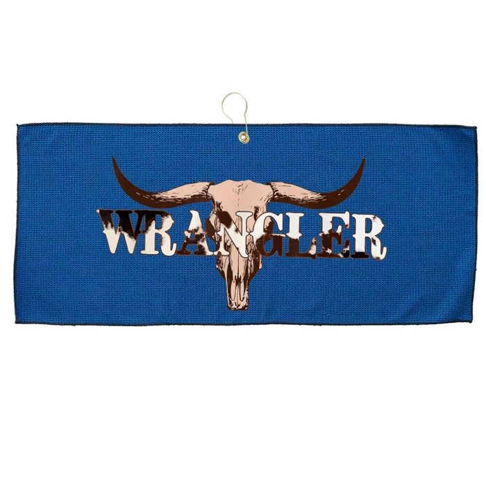 Wrangler Cowhide Shirt, Cow Skull Shirt, Cow Print Wrangler Large Microfiber Waffle Golf Towel