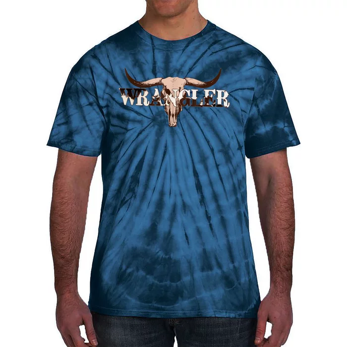 Wrangler Cowhide Shirt, Cow Skull Shirt, Cow Print Wrangler Tie-Dye T-Shirt