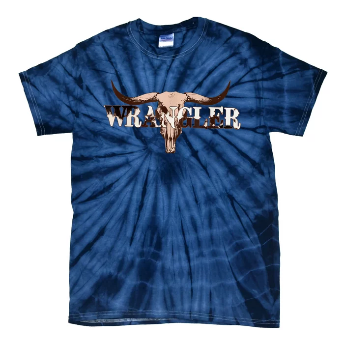 Wrangler Cowhide Shirt, Cow Skull Shirt, Cow Print Wrangler Tie-Dye T-Shirt