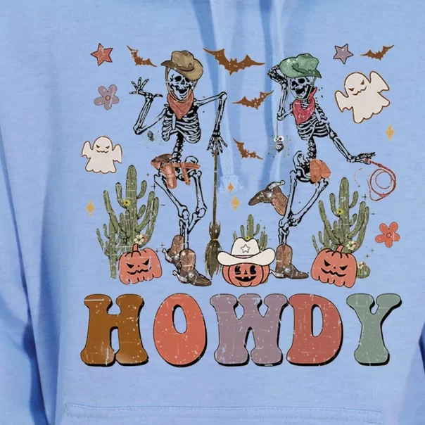 Western Cowboy Skeleton Dancing Howdy Halloween Pumpkin Gift Unisex Surf Hoodie