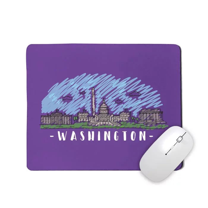 Washington Cartoon Style Illustration Mousepad