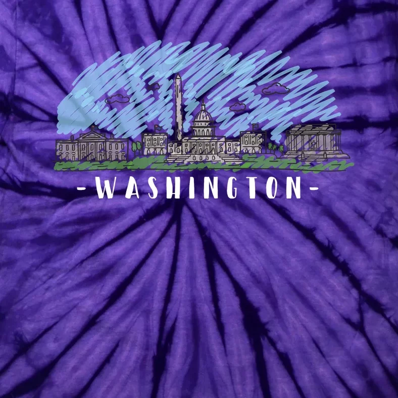 Washington Cartoon Style Illustration Tie-Dye T-Shirt