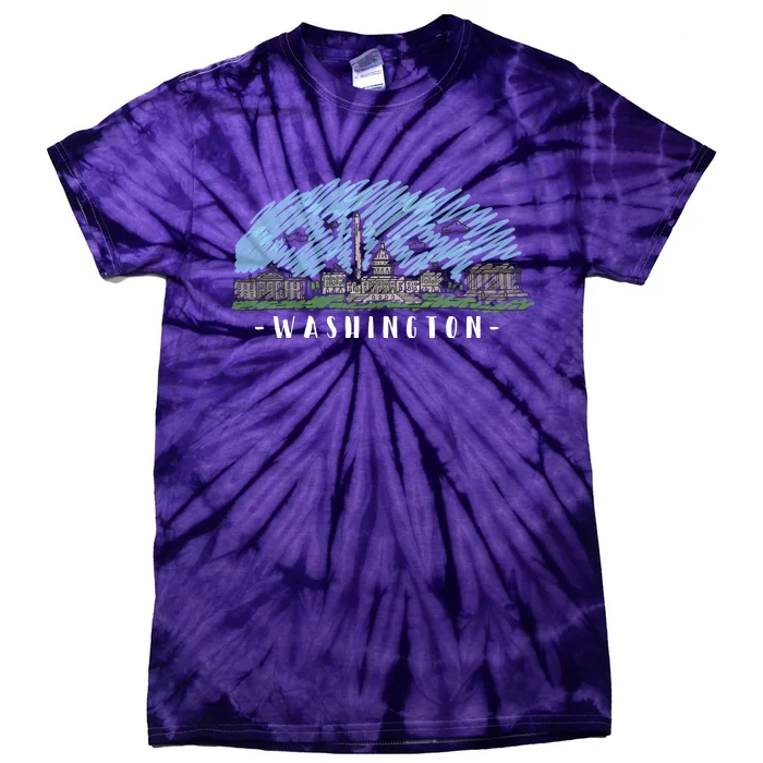 Washington Cartoon Style Illustration Tie-Dye T-Shirt