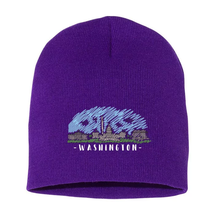 Washington Cartoon Style Illustration Short Acrylic Beanie