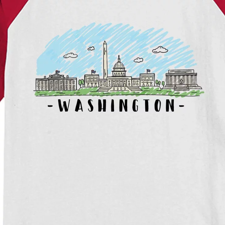 Washington Cartoon Style Illustration Kids Colorblock Raglan Jersey