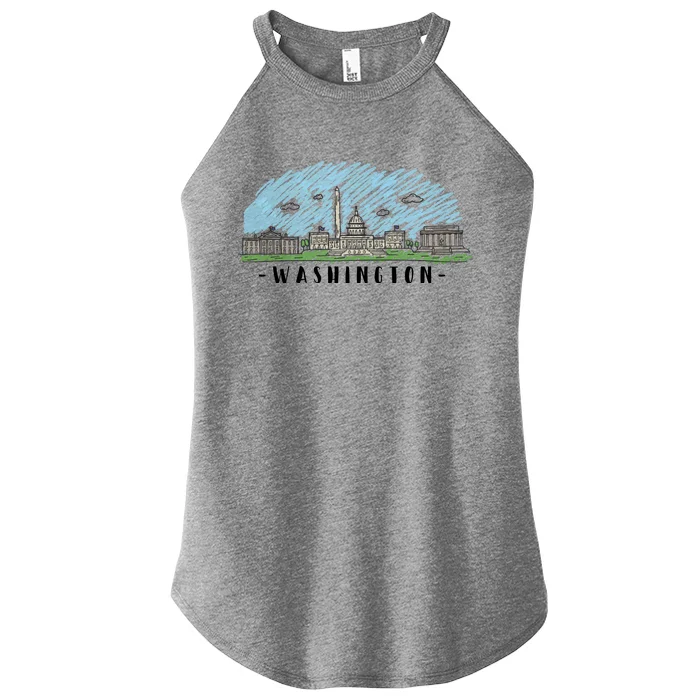 Washington Cartoon Style Illustration Women’s Perfect Tri Rocker Tank