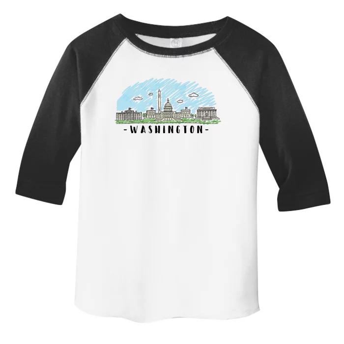 Washington Cartoon Style Illustration Toddler Fine Jersey T-Shirt