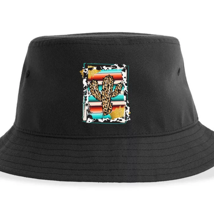 Western Cute Serape cow Cactus Leopard Sustainable Bucket Hat