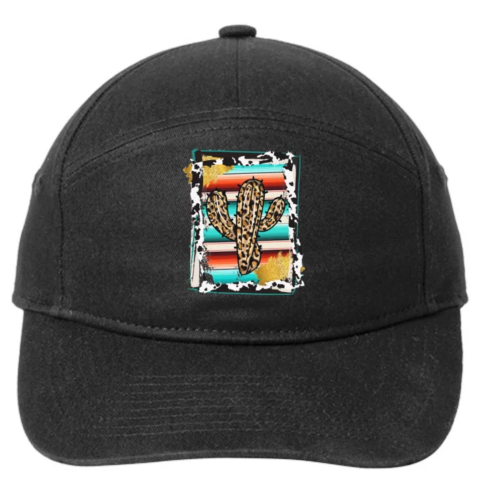 Western Cute Serape cow Cactus Leopard 7-Panel Snapback Hat