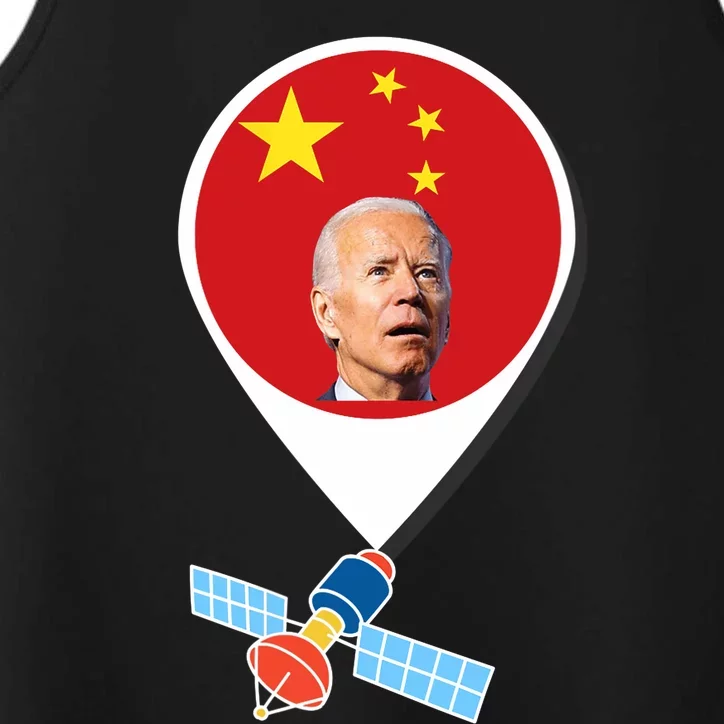 Wo Chinese Spy Balloon Funny Surveillance Joe Biden China Flag V-Neck Performance Tank