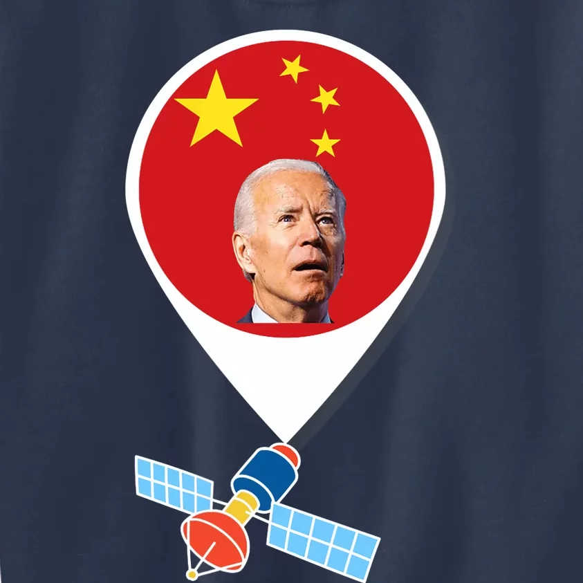 Wo Chinese Spy Balloon Funny Surveillance Joe Biden China Flag V-Neck Kids Sweatshirt