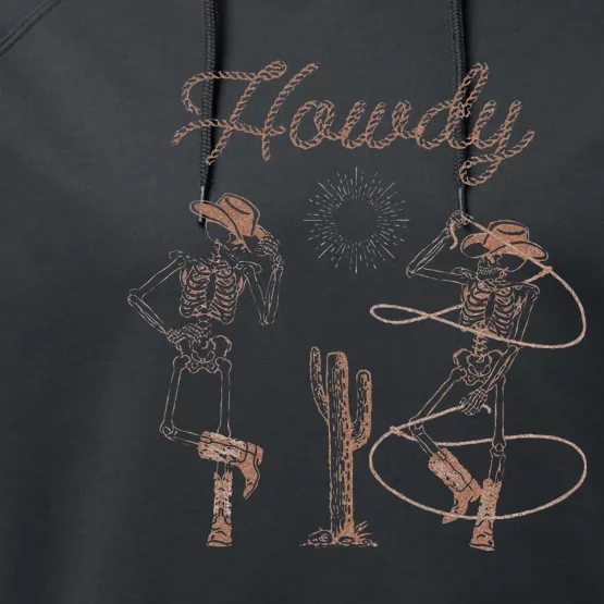 Western Cowboy Skeleton Dancing Howdy Halloween Performance Fleece Hoodie